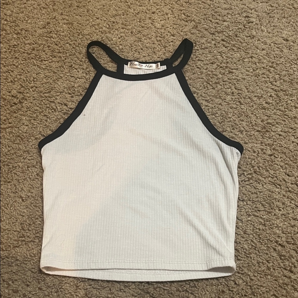White Crop Top with Black Trim